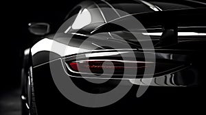 Close up on backlight of a generic unbranded luxury car, generative ai illustration