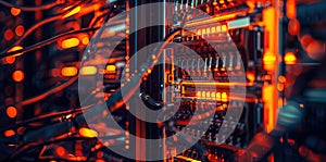 Close-up of the backside of a high-tech data center