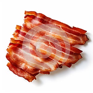 Close-up Of Bacon Strips On White Surface photo