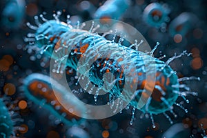 Close-Up of Bacteria Cell Structure with Detailed Microbial Features Generative AI