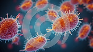 close up bacteria and virus under microscope.