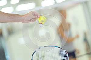 Close up badminton game
