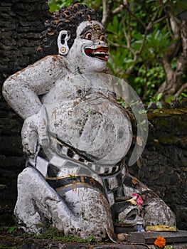 Close up of Balinese demon, Pura Sangara sea temple, Sanur, Bali