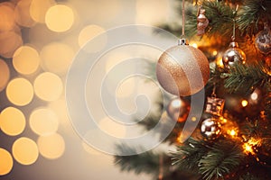 Close up of balls on christmas tree