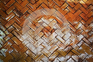 Close up of bamboo wickerwork weave varnish.