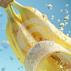 Close Up of a Banana in a Bottle of Water