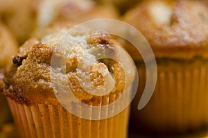 Close-up of banana-nut muffin