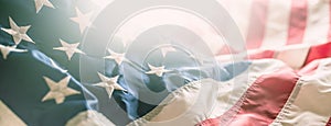 Close-up banner of american flag stars and stripes