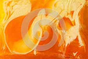 Close Up Bar of Orange Soap Soap Background Concept Horizontal