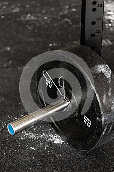 Close-up of barbell plate