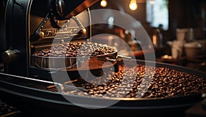 Close up of a barista preparing a fresh coffee in a coffee shop generated by AI