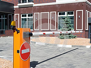 Close up Barrier Gate Automatic system for security. Automatic entry system