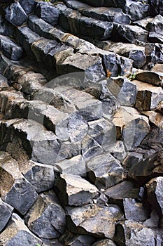 Close-up of Basalt Rock Formations on Cliffside