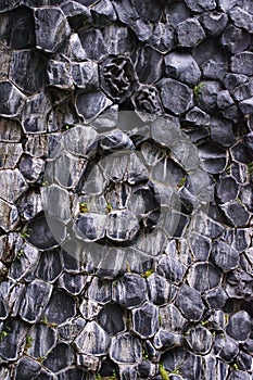 Close-up of Basalt Rock Formations on Cliffside