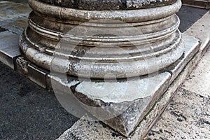 Close-up of base of a column