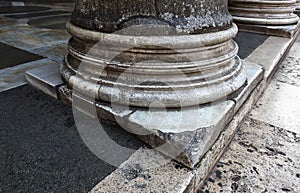 Close-up of base of a column