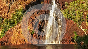 Close up of the base of wangi waterfalls in litchfield national park