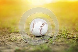 Close-up baseball on the infield