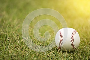 Close-up baseball on the infield photo