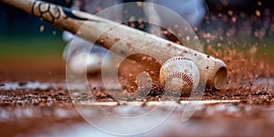 Close up of a baseball with a playfield background