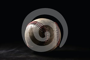 Close up of a baseball with a playfield background created with generative AI technology