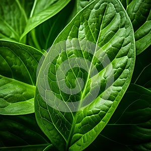 Close Up Of Basil Leaf: Organic Contours And Naturalistic Lighting