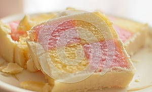 Close up of Battenberg cake B