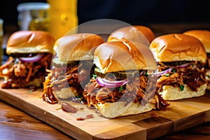 close-up of bbq pulled pork on smoker grill