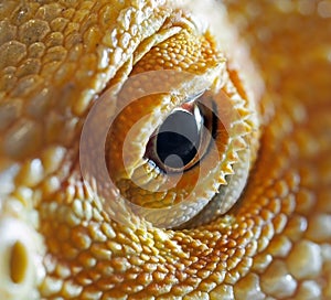 Close up of bearded dragon`s eye