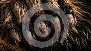 A close-up of a bears fur and claws. AI generated