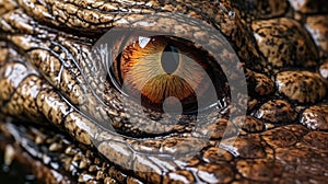 Close up of beast eyes young Crocodile. Generative AI