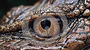 Close up of beast eyes young Crocodile. Generative AI