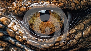 Close up of beast eyes young Crocodile. Generative AI