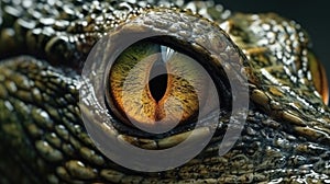 Close up of beast eyes young Crocodile. Generative AI