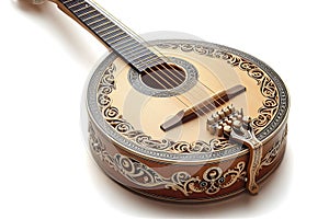 Close-up of a beautiful mandolin on a white background