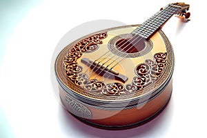 Close-up of a beautiful mandolin on a white background