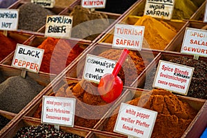 Close-up of beautiful rows of fresh spice