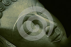 Close up beautiful sleeping Buddha face