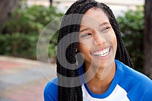 Close up beautiful smiling african american girl with braids