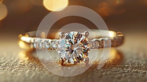 Close-up of a beautiful sparkling diamond engagement ring