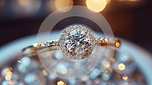 Close-up of a beautiful sparkling diamond engagement ring