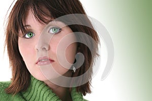 Close Up of Beautiful Teen Girl with Green Eyes