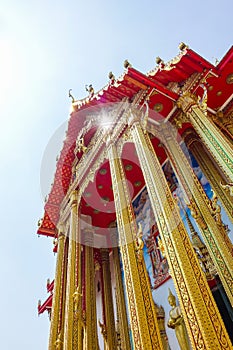 Close up beautiful temple with sky