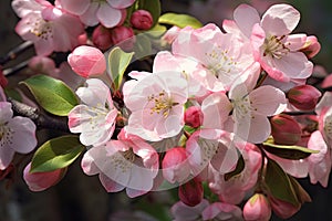 Close-up of beautiful vintage sakura tree flower (cherry blossom) in spring