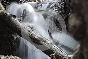 Close up of a beautiful waterfall in the mountains in Slovakia f