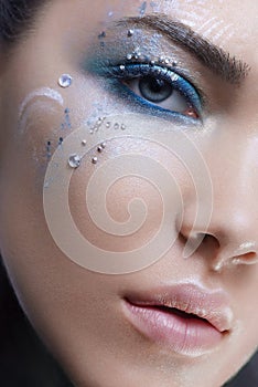 Close up beauty head shot woman with fantasy makeup