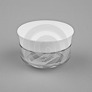 Close up of a beauty hygiene container isolated on a grey background