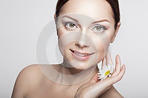 Close-up Beauty Woman Face. Perfect Skin.Body care.