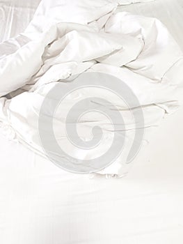 Close up of bedding sheets with copy-space