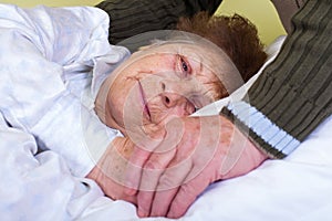 Close up bedridden woman